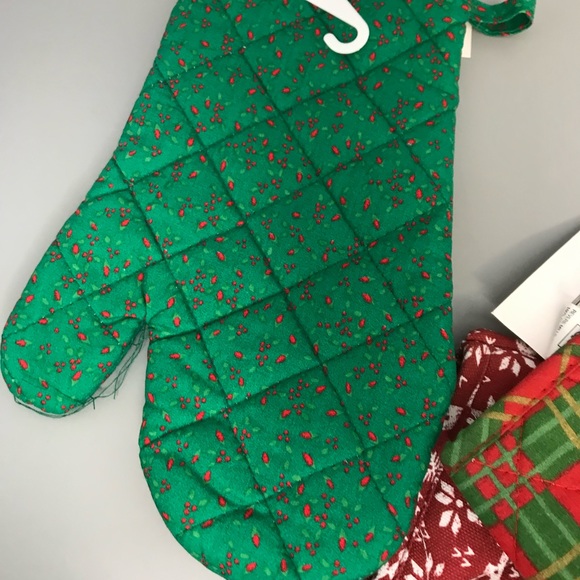 Vintage NOS 4pc Christmas holiday oven bake mitten gloves bundle - Picture 7 of 10